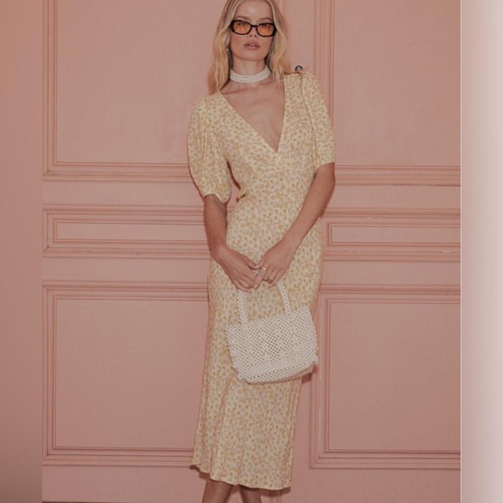 NWT Spell Mossy Bias-Cut Midi Dress-Lemonade Small